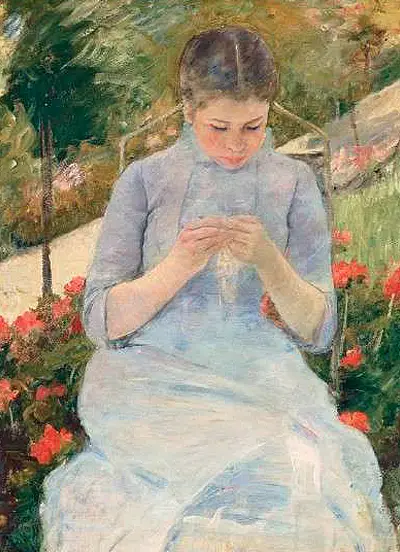 Young Woman Sewing in a Garden Mary Cassatt